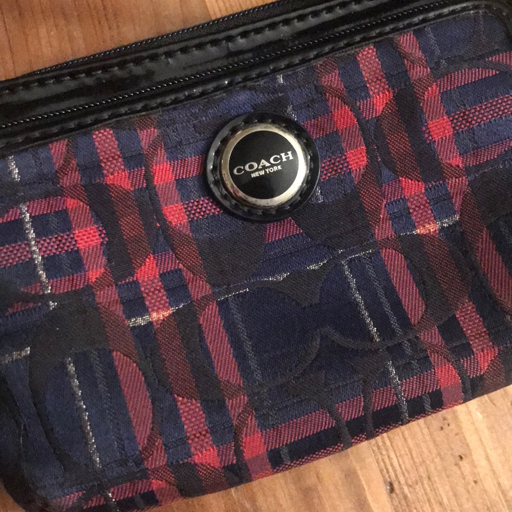 Coach Blue/Red Monogrammed “C” Pattern Wristlet - image 3